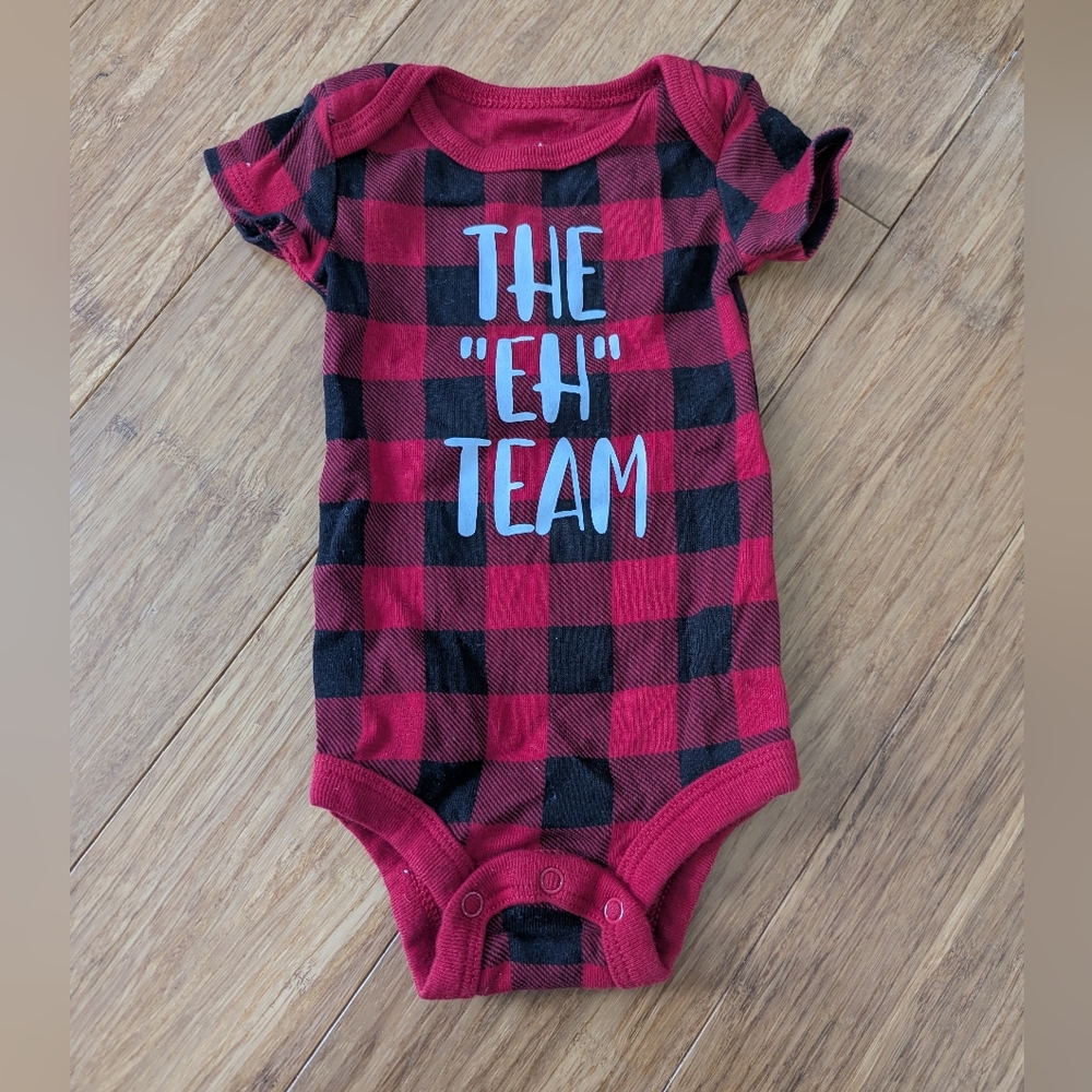 Canadiana Plaid Red and Black baby short sleeve bodysuit